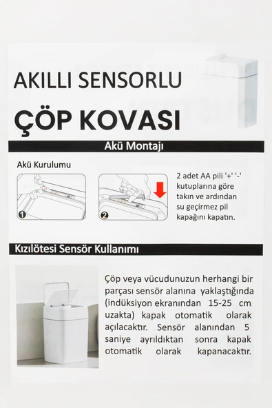 Porsima Me02 Hareket Sensörlü Sessiz Kapatma Çöp Kutusu Banyo Mutfak Çöp Kovası Kapaklı Banyo Çöp Kovası 18Lt - 3