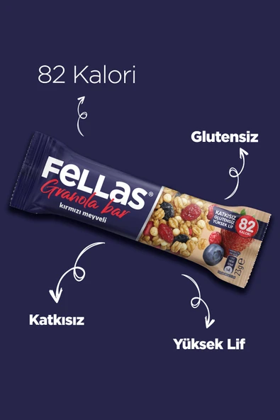 Kırmızı Meyveli Granola Bar 23 g x 12 Adet - 3