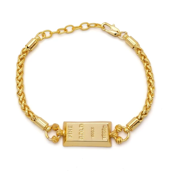 İmitasyon Altın Kaplama Örgü Desenli Külçe Bileklik BLK-1154