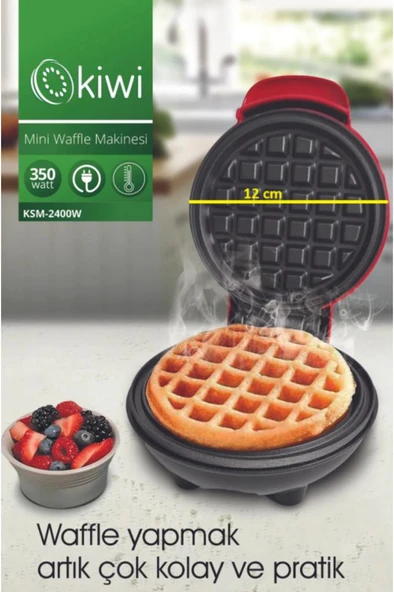 Kiwi Ksm-2400W Yapışmaz Plakalı Mini Waffle Makinesi - 1