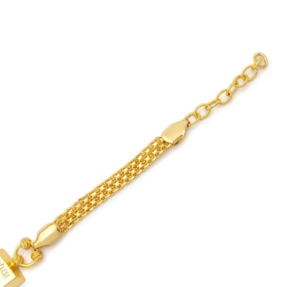 İmitasyon Altın Kaplama Hazır Zincir Desenli  Külçe Bileklik BLK-1152 - Resim 4