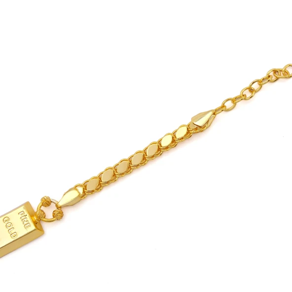 İmitasyon Altın Kaplama Arpa Zincir Desenli Külçe Bileklik BLK-1153 - Resim 4