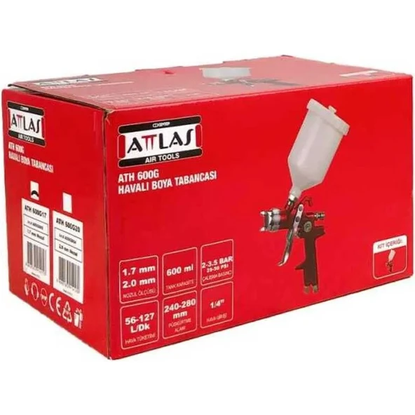 Attlas Attlas Ath 600G17 Üstten Hazneli Boya Tabancası 1.7 Nozul - 3