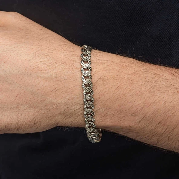 Supertrend Gümüş Elişi Örgü Gurmet Erkek Bileklik - Resim 5