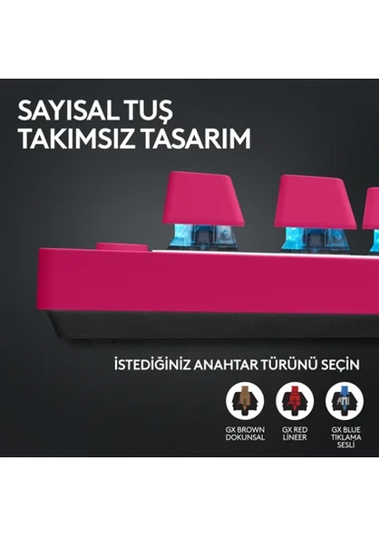 Logitech G Pro X TKL Lıghtspeed RGB Oyuncu Klavyesi - Pembe - 4