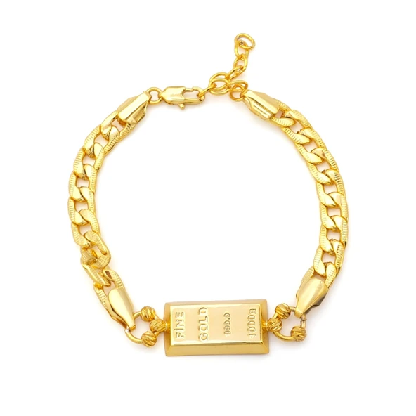 İmitasyon Altın Kaplama Çizgili Figaro Desenli Külçe Bileklik BLK-1151 ürün görseli