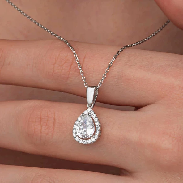 Supertrend Gümüş Damla Beyaz Zirkon Taşlı Kadın Kolye ürün görseli