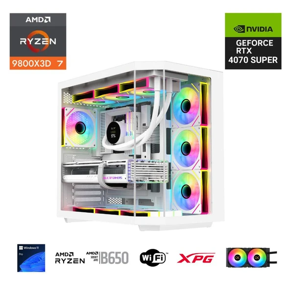 ETERNAL POWER  RYZEN 7 9800X3D 64GB DDR5 1TB M.2  RTX 4070 SUPER B650 WIFI 750W 240M