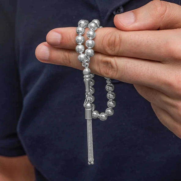 Supertrend Gümüş Yuvarlak Erkek Tesbih - Resim 2