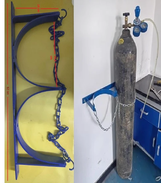 Oksijen depolama rafı, oksijen tüpü tutucu, gaz tüpleri için duvar askısı, 2'li güvenlik depolama rafı ürün görseli