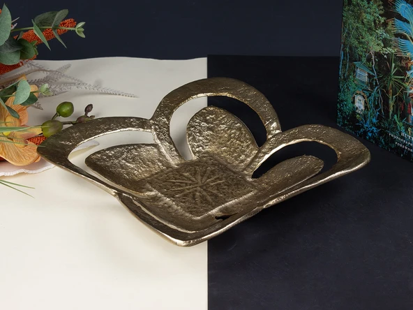 FESTIVE KARE MEYVELIK GOLD 28X28X6 CM - 1