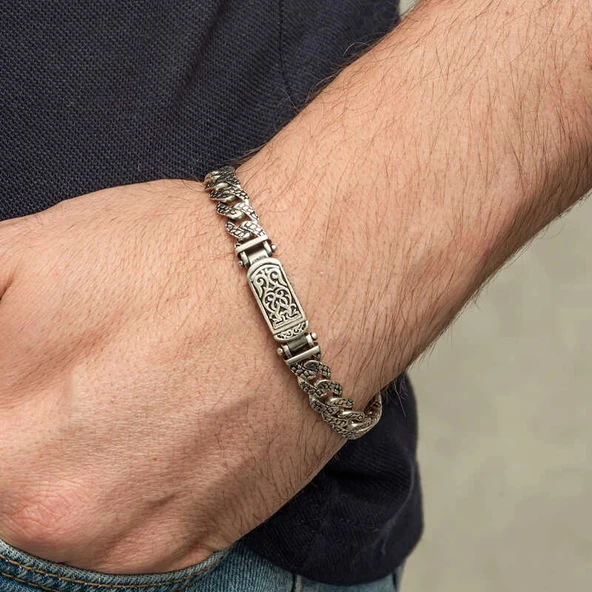 Supertrend Gümüş Elişi Örgü Gurmet Erkek Bileklik - Resim 3