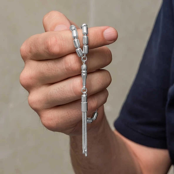 Supertrend Gümüş Kapsül Kesim Erkek Tesbih - Resim 3