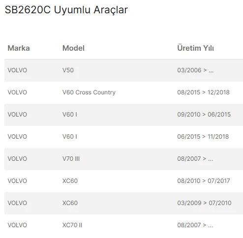 Silbak Silecek Süpürge Takımı Muz / Volvo C30 - S40 - S60 - S80 - V50 - V60 - V70 - XC60 - XC70 - TOGG SB2620C - 4
