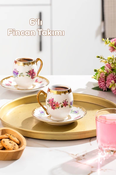 Porsima 3189 Aurora 12 Parça Yaldızlı Porselen Türk Kahve Fincan Takımı ürün görseli