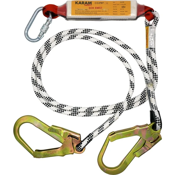 karam Karam KA341 Çift Kollu Şok Emicili Lanyard Statik Halatlı - 4