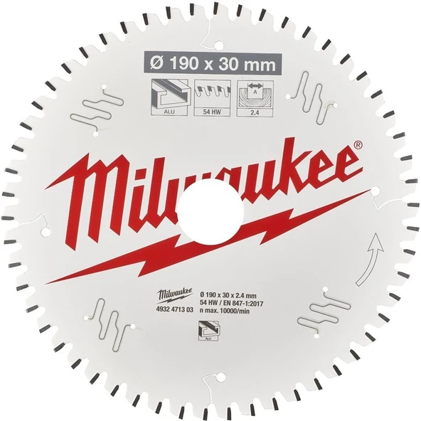Milwaukee Milwaukee Daire Testere Alumınyum 190X30X2.4X54TFN-1'LI T4932471303 ürün görseli