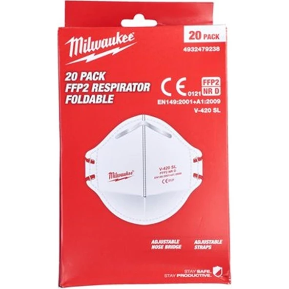 Milwaukee Milwaukee Fpp2 Solunum Maskesi (Katlanabilir) 20'li Paket T4932479238 - 2
