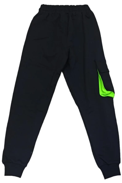 Erkek Çocuk / Kız Çocuk Kargo Cepli Siyah Eşofman Altı - 2