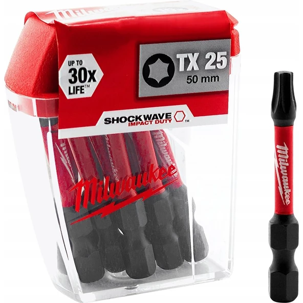 Milwaukee Milwaukee TX25X50MM Torx Shockwave Vidalama Ucu 10'lu Paket - 1
