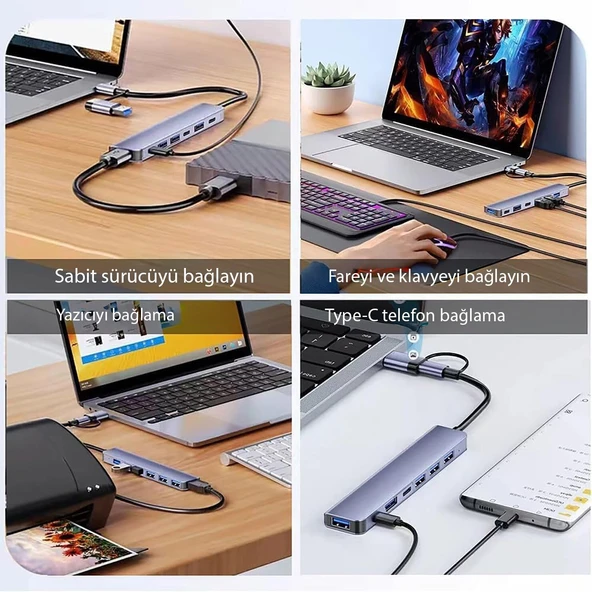 Inca IUTP-7T USB 3.0 + 4x USB 2.0 100W Çoklayıcı Çevirici - 10
