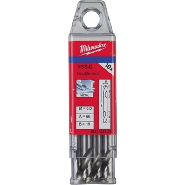 Milwaukee Milwaukee Metal Matkap Ucu Çift Taraflı 6,0 mm Hss 10'lu Pk. T4932352234 - Resim 2