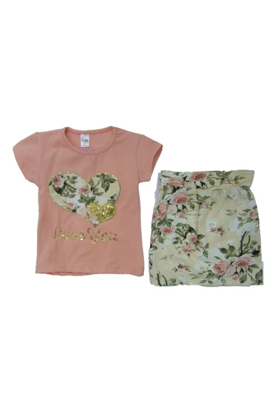 Kız Çocuk Love You Etekli Takım