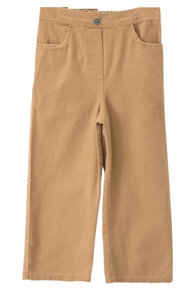 Kız Çocuk Kahverengi Gabardin Ceket Pantolon Badili Üçlü Takım - 4