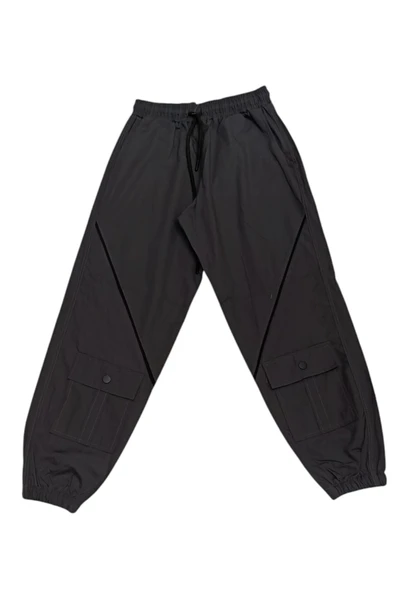 Erkek Çocuk /Kız Çocuk Çizgili Cep Modelli Füme Paraşüt Kumaş Pantolon