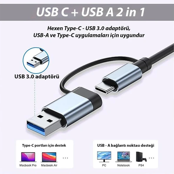 Inca IUTP-7T USB 3.0 + 4x USB 2.0 100W Çoklayıcı Çevirici - 8