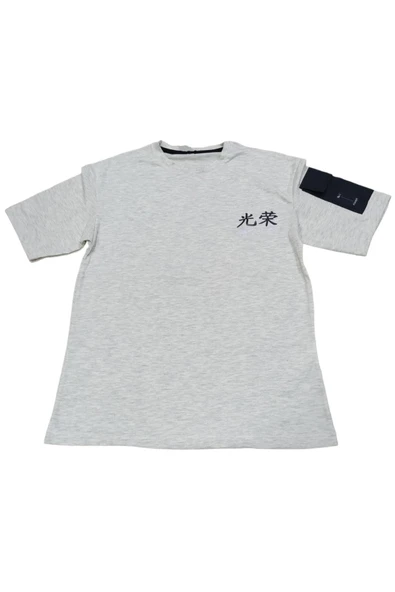 Erkek Çocuk /kız Çocuk Önü Yazı Sırtı Yılan Desenli Kolu Cepli Oversize Tişört Ekru