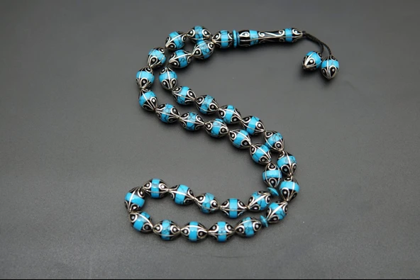 Damla Model İşlemeli Oltu Taşı Tesbih st000150 - 6
