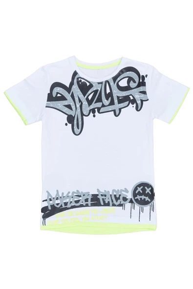 Erkek Çocuk Poker Face Çift Taraf Desenli Tişört