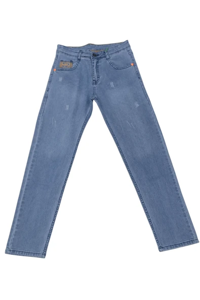 Erkek Çocuk Eskitme Modelli Likralı Mavi Renk Kot Pantolon 2898