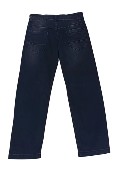 Erkek Çocuk Cep Üzeri Eskitme Desenli Likralı Beli Lastik Ayarlamalı Siyah Renk Kot Pantolon 3236 - 2