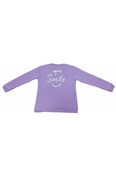 Kız Çocuk Love You Nakışlı Çift Taraf Yazı Desenli Sweatshirt - 2