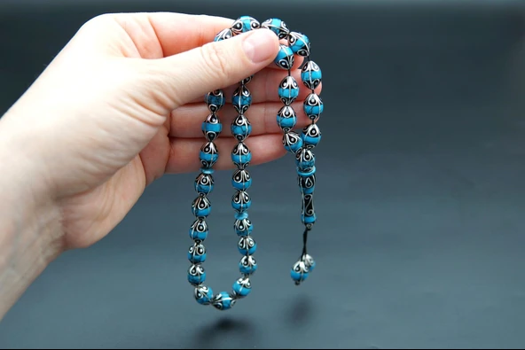 Damla Model İşlemeli Oltu Taşı Tesbih st000150 - Resim 2