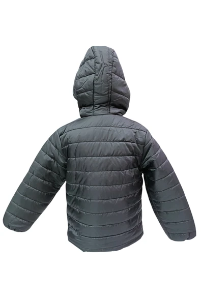 Erkek Çocuk Speedy Armalı Kapüşonu Sabit İçi Polar Astarlı Siyah Mont - 2