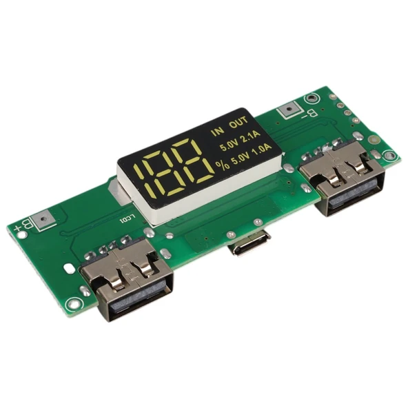 Weko WK-22851 Lityum Pil Powerbank Şarj Modülü Dijital Ekranlı İki Port 5V-2.1A - Resim 2