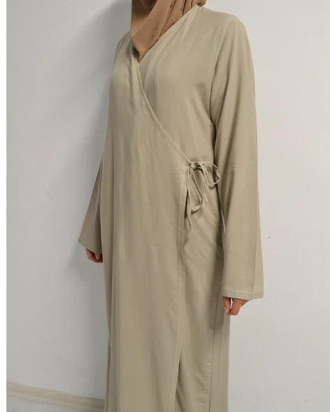 Kruvaze Yandan Bağlamalı Namaz Elbisesi – %100 Viskon- Rahat Kalıp - Resim 9