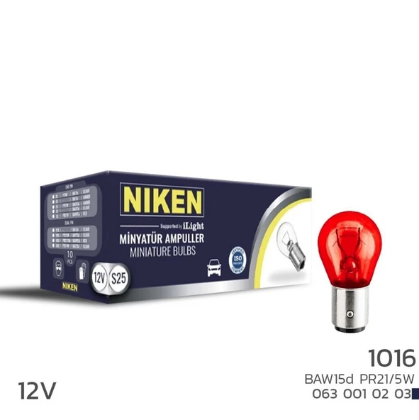 12V 1016 Ampul YT (PR21/5W) Kırmızı BAW15D (10'lu)