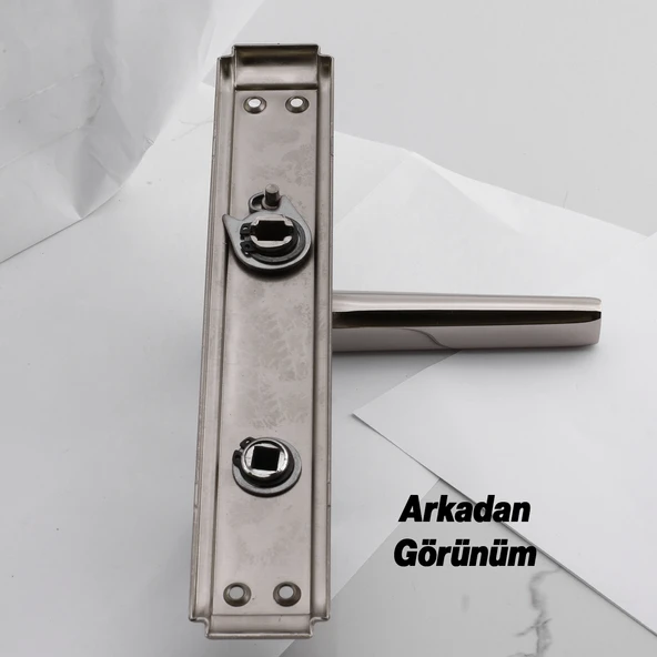 WC Banyo İç Kapı 1 Takım Kendinden Kilitli Kol Kolu Aynalı Sağa Sola Uygun Nikel Saten Metal Tutamak - Resim 6
