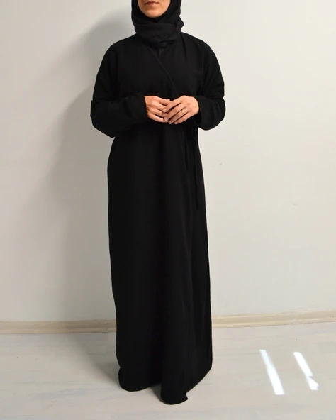 Kruvaze Yandan Bağlamalı Namaz Elbisesi – %100 Viskon- Rahat Kalıp - Resim 3