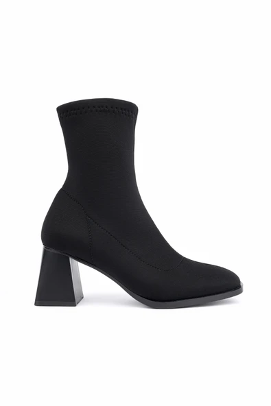 Muggo CRYON Küt Burun Kalın Topuklu Kadın Streç Bot