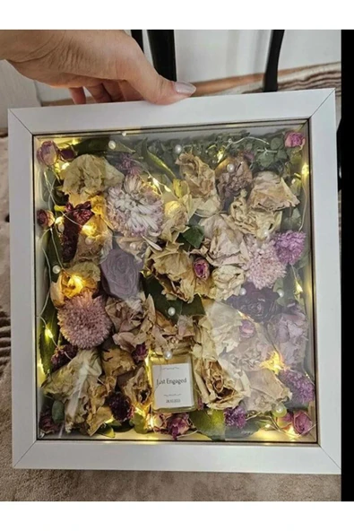 Anı Çerçevesi Söz Nişan Çiçeği Kutu Tasarımı 25cm-25cm - 4