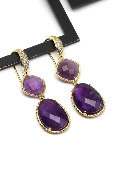 Ametist Doğal Taş Sallantılı Küpe - KP-0272 - Resim 2