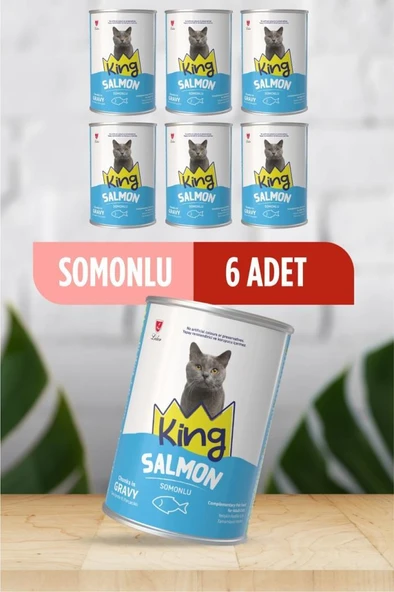 King Sos İçerisinde Et Parçacıklı Somonlu Kedi Konservesi 400 Gr*6 ADET ürün görseli