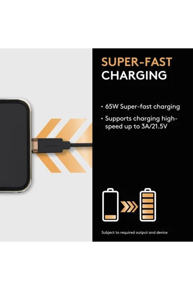 Duracell 1M USB-C to Lightning Braided Black - Resim 2