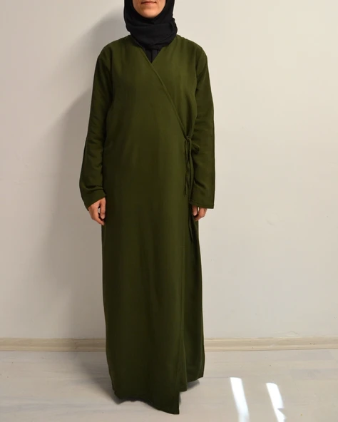 Kruvaze Yandan Bağlamalı Namaz Elbisesi – %100 Viskon- Rahat Kalıp - Resim 10