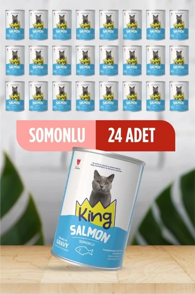 King Sos İçerisinde Et Parçacıklı Somonlu Kedi Konservesi 400 Gr*24 ADET ürün görseli